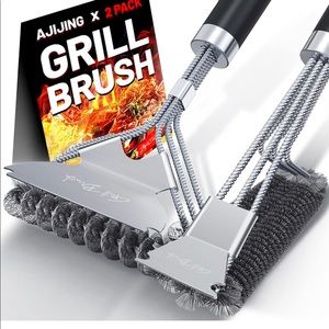 AJIJING Grill BBQ Brush & Scraper, 2 Pack